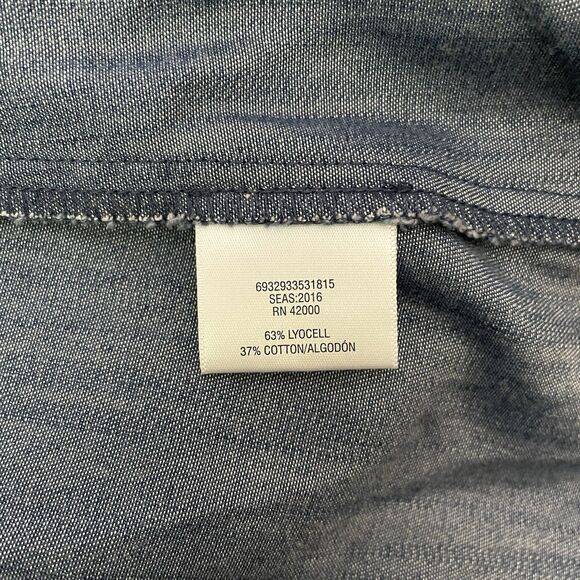 Jaclyn Smith Open Front Waterfall Cardigan‎ Chambray Faux Denim Dark Blue Small - Picture 9 of 9
